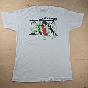 HXH Hunter X Hunter Anime White Graphic Print T-Shirt Size L